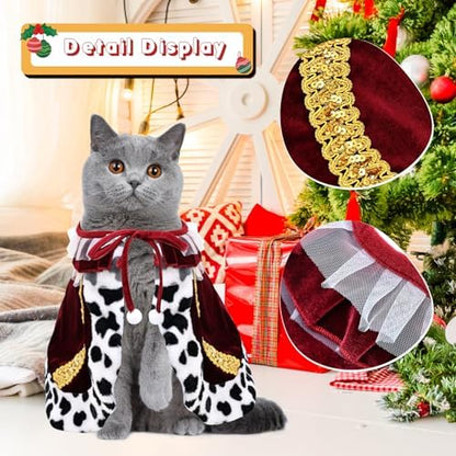 Dog Costumes for Large Dogs Fur Velvet Cat Cape Pet Cloak Halloween Christmas Prince Princess Cosplay Clothes (Red, Large) - Image 3