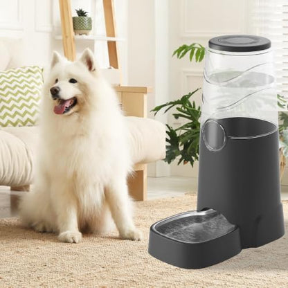8L Automatic Dog Water Dispenser with Stainless Steel Feeder Bowl