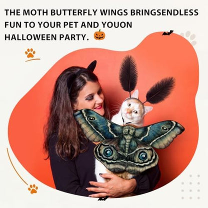 Tallew 2 Pcs Dog Costumes Moth Wings and Feather Headband,S,Tan - Image 5