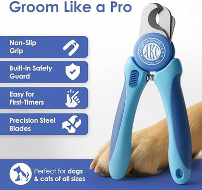 AKC Dog & Cat Stainless Steel Nail Clippers with Safety Guard and Nail File - Image 2