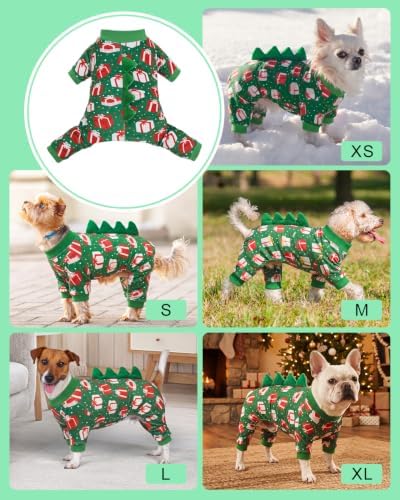 CuteBone Dinosaur Costume Halloween Christmas Dog Pajamas, Stretchy Spandex Crystal Velvet Sleepwear Coat for Small Dogs, Soft & Warm Pet Outfit Clothes for Cold Weather, Cozy Pullover Design COSP27XS - Image 5