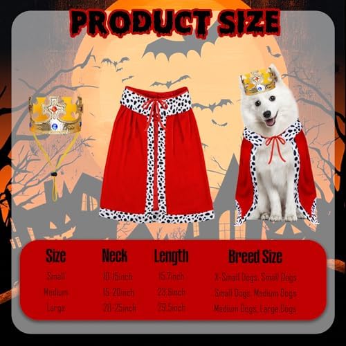 Dog Halloween Costumes, Dog King Costume Funny Pet King Cloak and Crown Set Prince Cape Halloween Costumes for Small Medium Large Dogs Pets (Medium) - Image 4