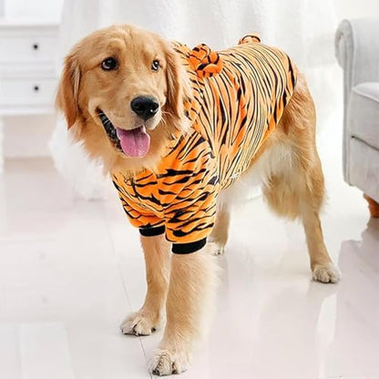 HOTUMN Large Dog Tiger Costumes - Halloween Dog Cosplay Costume Pet Warm Thick Clothes and Cute Hoodie Winter Coat for Medium Large Dogs(Tiger,4X-Large) - Image 2