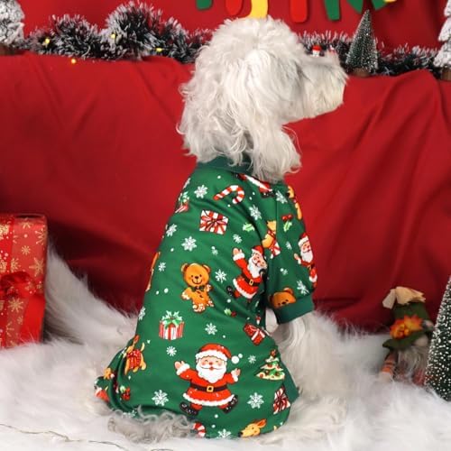 XPUDAC 4 Pack Christmas Dog Pajamas Santa Pet Clothes for Small Dogs, M - Image 4