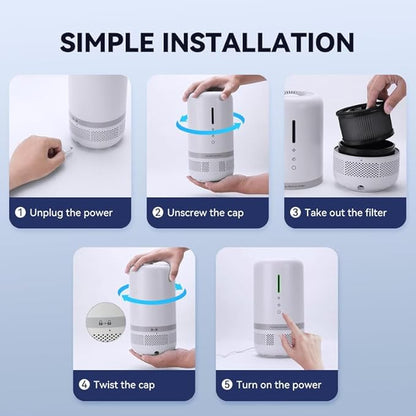 Air Purifiers for Home,H13 HEPA Small Air Purifier for Room up to 960ft²,Air Purifiers for Home Pets,Odor,Dust,Quiet Air Cleaner for Office,Living Room,Bedroom,Kitchen,White 1 Pack