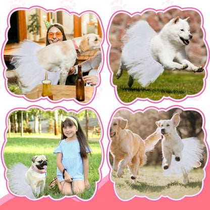 Dog Tutu for Dogs Tulle Skirt Pet Costume, White - Image 6