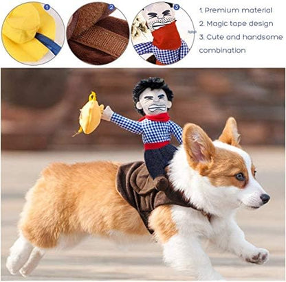 iSmarten Cowboy Rider Dog Costume Dogs Outfit Knight Style Doll Hat Halloween Day Pet Costume (XL) - Image 5