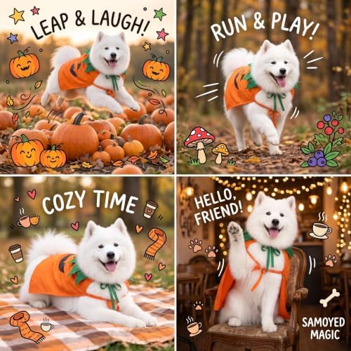 Halloween PumpkinDog Cape Halloween Dog Outfit for Medium Large Dog(L) - Image 5