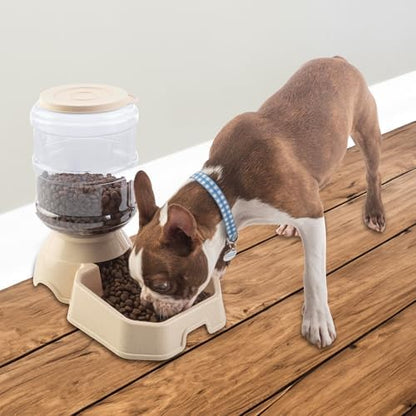 Automatic Cat Feeder and Water Dispenser - 2-Pack 3.8L/1G Dog Food and Water Bowl - Gravity Automatic Water Dispenser for Dogs and Cats by PETMAKER