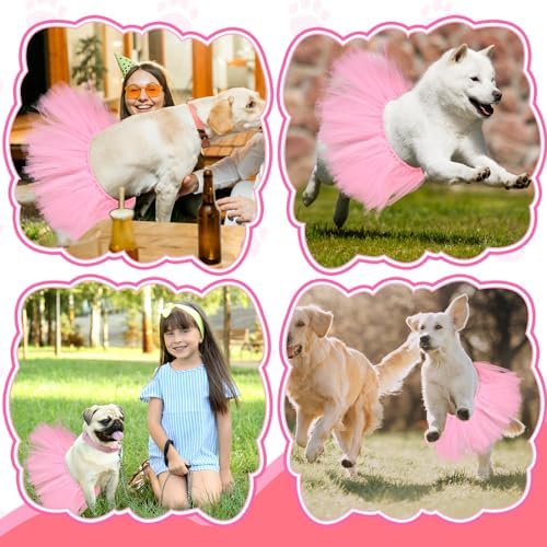 Dog Tutu for Dogs Tulle Skirt Pet Costume, Pink - Image 6