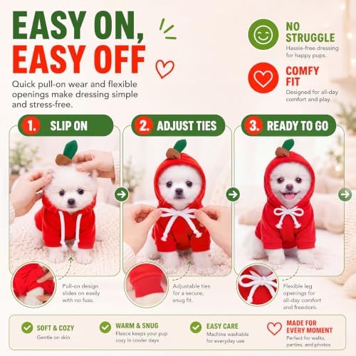 Amylove 2 Pcs Dog Hoodies Frog & Apple Shape M Halloween Costume - Image 5