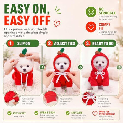 Amylove 2 Pcs Dog Hoodies Frog & Apple Shape M Halloween Costume - Image 5