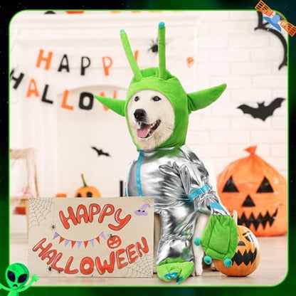 Halloween Green Alien Costume for Small Dog, Dog Astronaut Outfits, L - Image 3