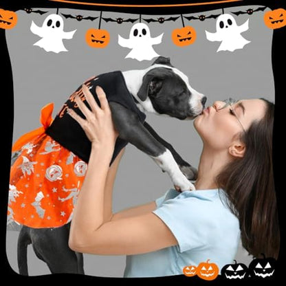 Dog Halloween Costumes Dog Dress Halloween Costumes for Dogs Funny Puppy Dress with Bow for Small Medium Large Dogs Pumpkin Witch Bat Pet Costume Halloween - Image 2