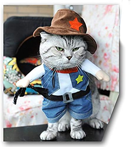 NACOCO Cowboy Dog Costume with Hat - Cat & Small Dog Clothes - Blue (X-Small) - Image 3