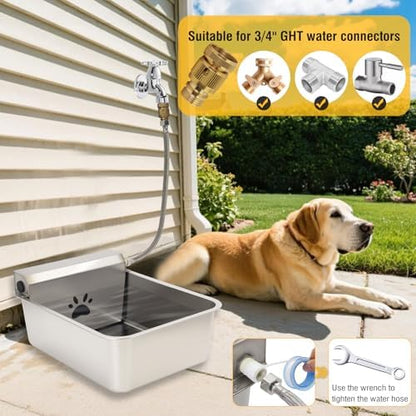5Gal/20L Automatic Dog Water Dispenser, 78.7" Hose Stainless Steel Bowl