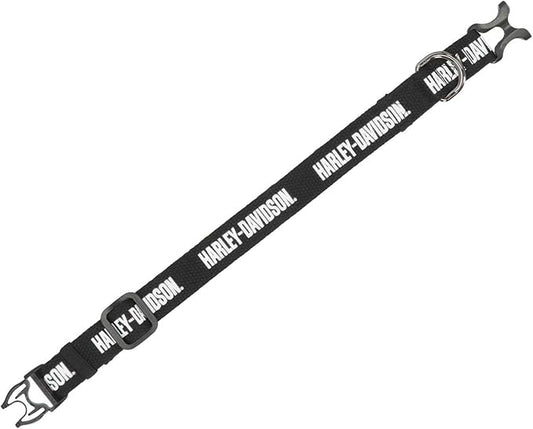 Harley-Davidson Cotton Webbing H-D Text Adjustable Pet Collar – Black/White (L)