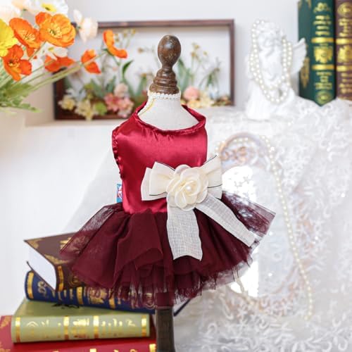 Fashion Sweet Puppy Dog Blingbling Princess Skirt Pet Dog Lace Cake Camisole Tutu Dress J-red XS - Image 5