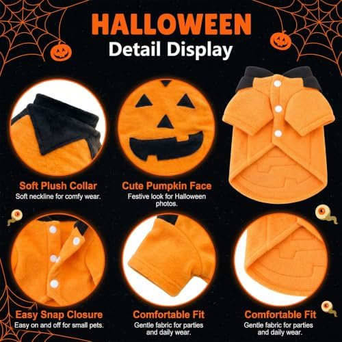 Halloween Funny Dog Pumpkin Costume for Small Dogs Halloween Outfit (S) - Image 3