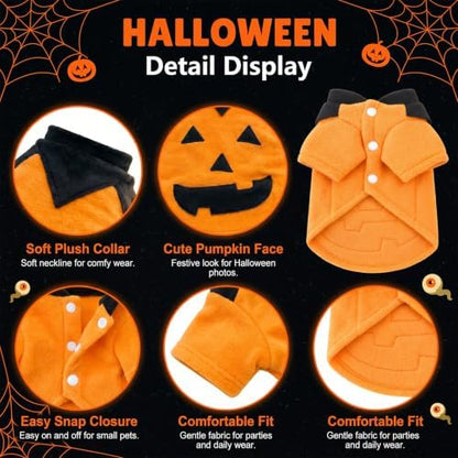Halloween Funny Dog Pumpkin Costume for Small Dogs Halloween Outfit (S) - Image 3