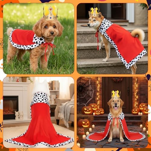 Dog King Costume, Dog Halloween Costume, Funny Pet King Cloak and Crown Set, Pet Prince Costumes Cosplay for Halloween Christmas, Cape Prince Birthday Dress Outfit for Small Dogs Pets (Small) - Image 5