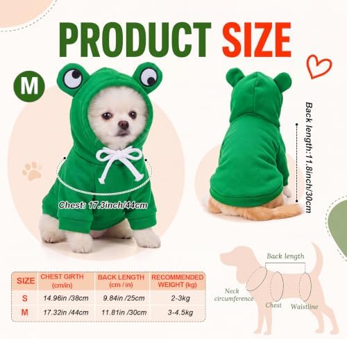 Amylove 2 Pcs Dog Hoodies Frog & Apple Shape M Halloween Costume - Image 2