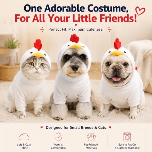 Pet Apparel Dog Chicken Costume for Small Dogs Dog Halloween Costumes Dachshund Stitch French Bulldog Costume Matching Clothes for Pet and Owner - Image 2