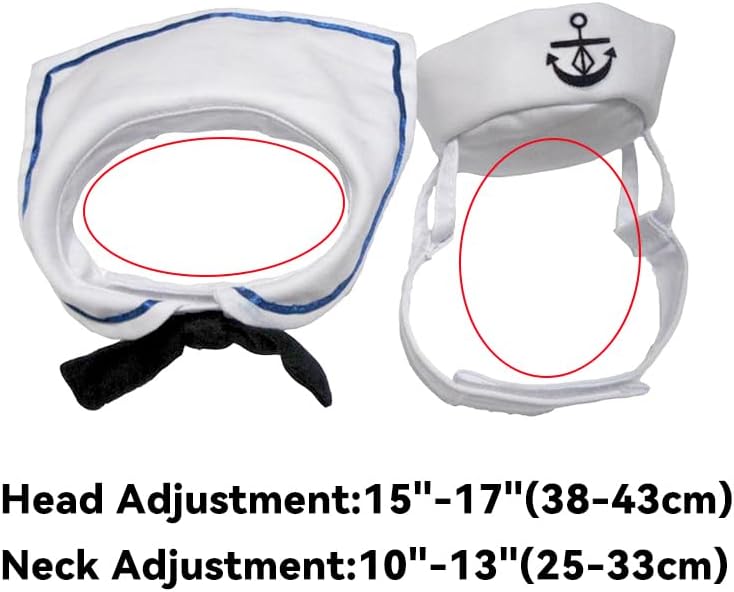 NAMSAN Pet Sailor Costume for Cats Small Dogs Rabbits, Halloween Cat Sailor Hat with Tie Collar, Small Dog Navy Hat Cape, Halloween Cat Sailor Outfit for Holiday Party Cosplay Statue Decoration - Image 4