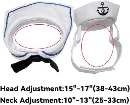 NAMSAN Pet Sailor Costume for Cats Small Dogs Rabbits, Halloween Cat Sailor Hat with Tie Collar, Small Dog Navy Hat Cape, Halloween Cat Sailor Outfit for Holiday Party Cosplay Statue Decoration - Image 4