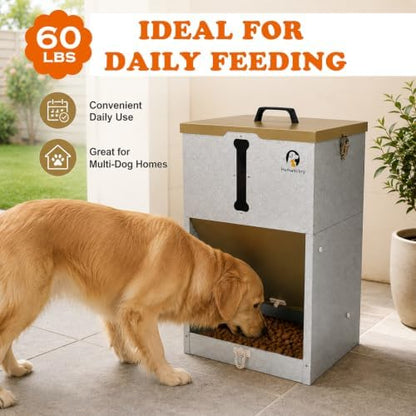 60 lb Automatic Dog Feeder Outdoor Gravity Feeder for Large Dogs