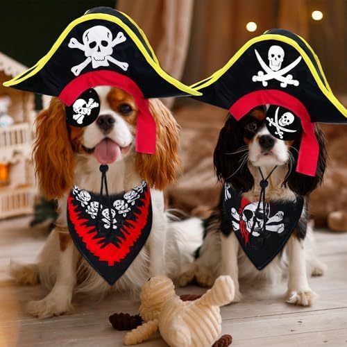 6pcs Dog Pirate Costume Pirate Hat Dog Halloween Cosplay Dress up - Image 6