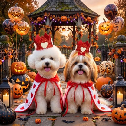 Hillban Halloween Dog King Costumes Heart Crown Queen Pet Cloak Set S - Image 5