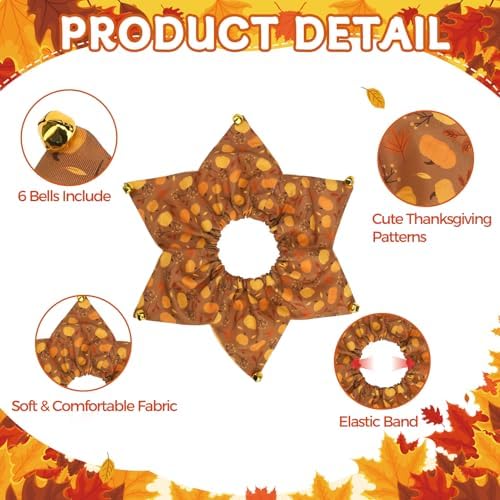 Dog Thanksgiving Costume,Thanksgiving Collar Hat Set Pets Puppy Cat Halloween Outfit Apparel Cosplay,Dog Collar with Bells and Funny Hat Accessories Decoration for Small Medium Dogs 2 Pcs,Brown - Image 2