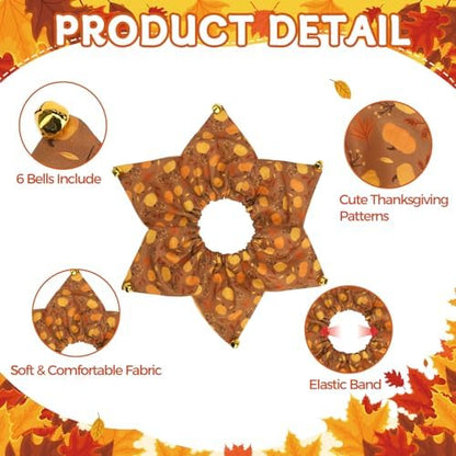 Dog Thanksgiving Costume,Thanksgiving Collar Hat Set Pets Puppy Cat Halloween Outfit Apparel Cosplay,Dog Collar with Bells and Funny Hat Accessories Decoration for Small Medium Dogs 2 Pcs,Brown - Image 2