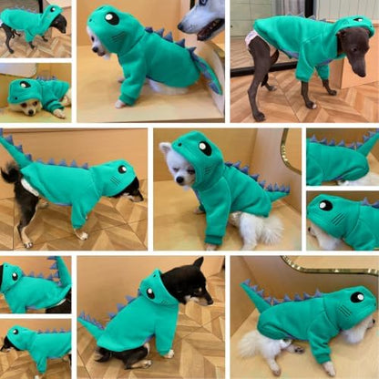 Lelepet Dog Dinosaur Costume Dog Halloween Costume Funny Warm Fleece Hoodie - Image 5