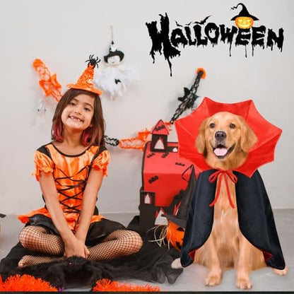 Dog Halloween Costume Dog Vampire Costume Funny Pet Vampire Devil Cape Cloak Halloween Costumes for Small Medium Large X-Large Dogs Pets (Large) - Image 2