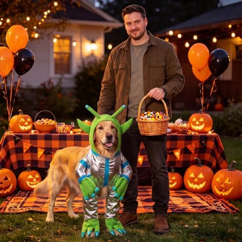Halloween Green Alien Costume for Small Dog, Dog Astronaut Outfits, XL - Image 4