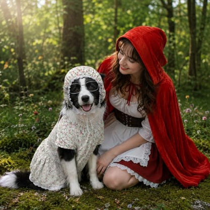 3 Pcs Halloween Wolf Granny Dog Costume Old Lady Grandma Costume for Dogs Hat Dress Glasses for Halloween Dog Party Dress Up Outfit 3XL - Image 7