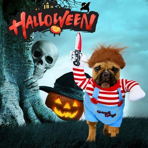 Pet Deadly Doll Dog Costume for Dogs and Cat, Pet Hallowen Cosplay Costume with Knife, Funny Scary Dog Clothes Party for Small Medium Large Dogs - Image 5