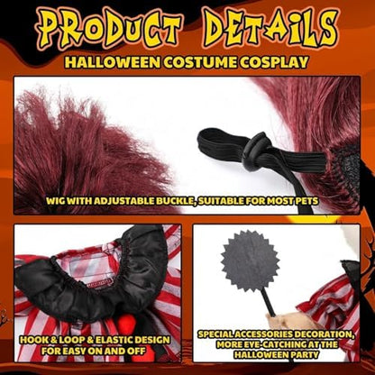 Huhumy Halloween Funny Dog Clown Costume with Wig - Image 2