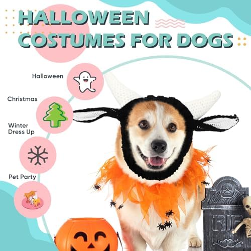 Civaner Cow Dog Costume Dog Snood Cow Costume Soft Yarn Ear Cover Muffs, L - Image 4