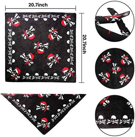 2 Pieces Skull Print Pet Pirate Hat with Pirate Skull Bandana Dog Cat Captain Cap Halloween Pirate Cosplay Costume Halloween Party Hat Dress Up Costume Accessories (B) One Size - Image 2