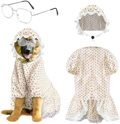 3 Pcs Old Lady Costume for Dog Grandmas Dogs Costume by Unknown