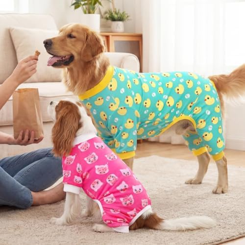 XPUDAC 4 Pieces Dog Pajamas for Small Dogs Pjs Clothes Puppy Onesies for Doggie Duck Shirts Sleeper for Pet Cats Jammies-S - Image 3