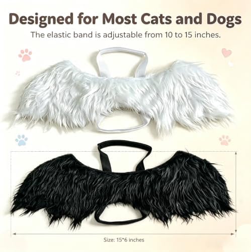 Dog Cat Halloween Costumes, New Fairy Angel Wings for Dogs&Cats Costume Halloween, Adjustable Pet Cosplay Costume for Small to Large Dogs Cats(Black) - Image 2