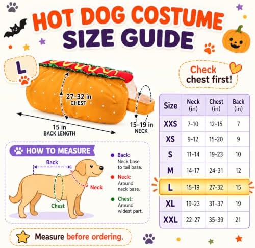 POPETPOP Hot Dog Pet Costume, Halloween Cosplay Costume for Dogs Cats (L) - Image 3