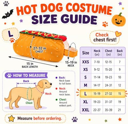 POPETPOP Hot Dog Pet Costume, Halloween Cosplay Costume for Dogs Cats (L) - Image 3