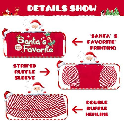 EXPAWLORER Dog Christmas Dress for Small Dogs,Puppy Costumes Pet Clothes Holiday Girl Dogs Shirt with Santa's Favorite Pattern,Party Dog Vest Dresses Cat Apparel Sweater Warm Skirt - Image 2