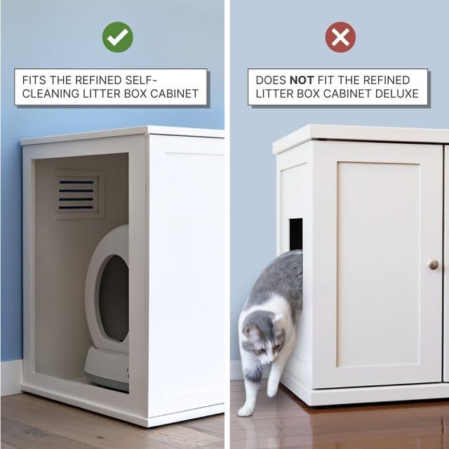 Refined Self Cleaning Litter Box Cabinet-Litter Catch White