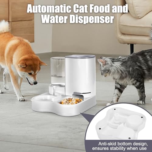 2 in 1 Pet Feeder and Water Dispenser, Automatic Cat Food and Water Dispenser, Gravity Pet Feeder for Small Medium Dog Puppy Cat Kitten